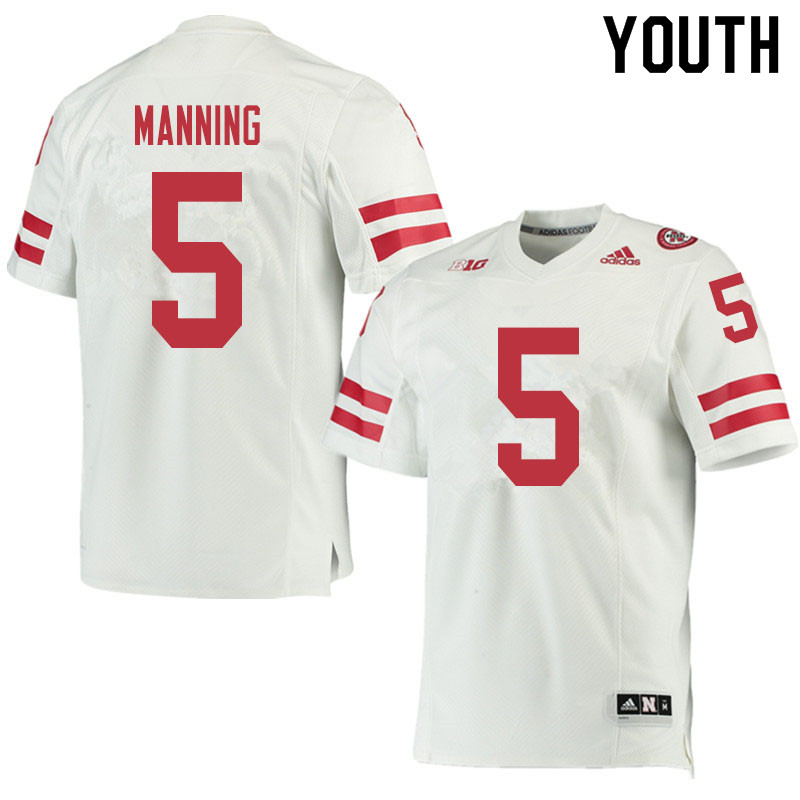 Youth #5 Omar Manning Nebraska Cornhuskers College Football Jerseys Sale-White - Click Image to Close